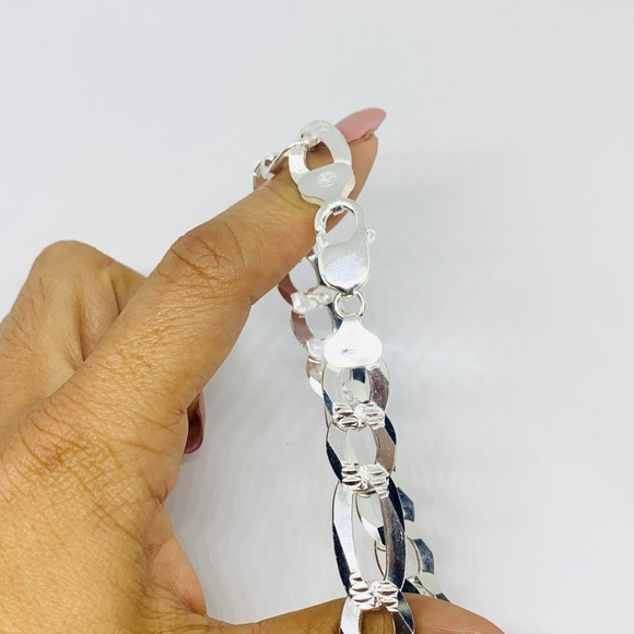 Sterling Silver 925 Men's Bracelet 9” 11mm - Picture 5 of 13